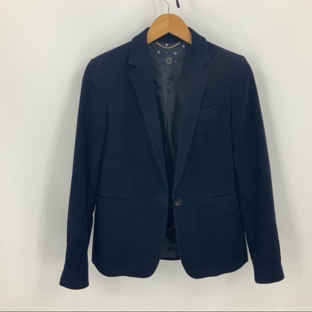 Massimo dutti cotton viscose Blend  Velvet single button blazer 6